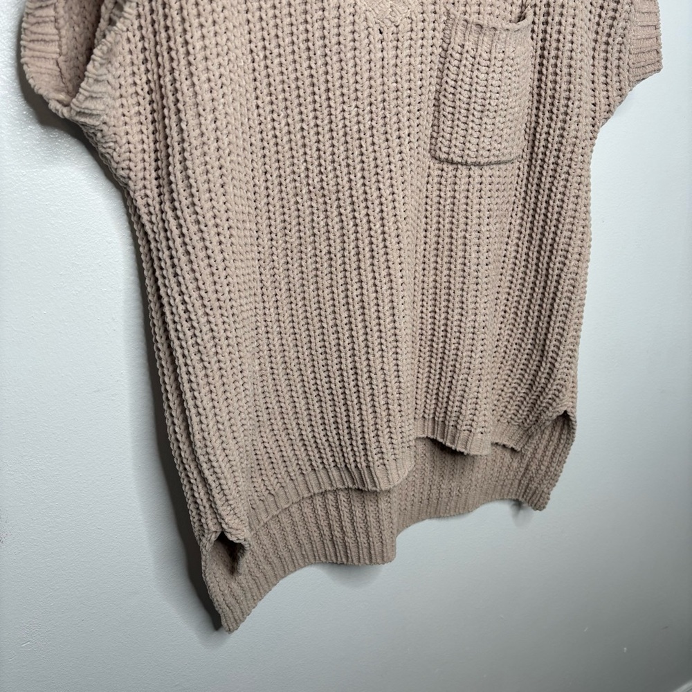 POL | Beige Oatmeal Oversized Knit Pullover Chenille Sweater Sz Small - Picture 5 of 9